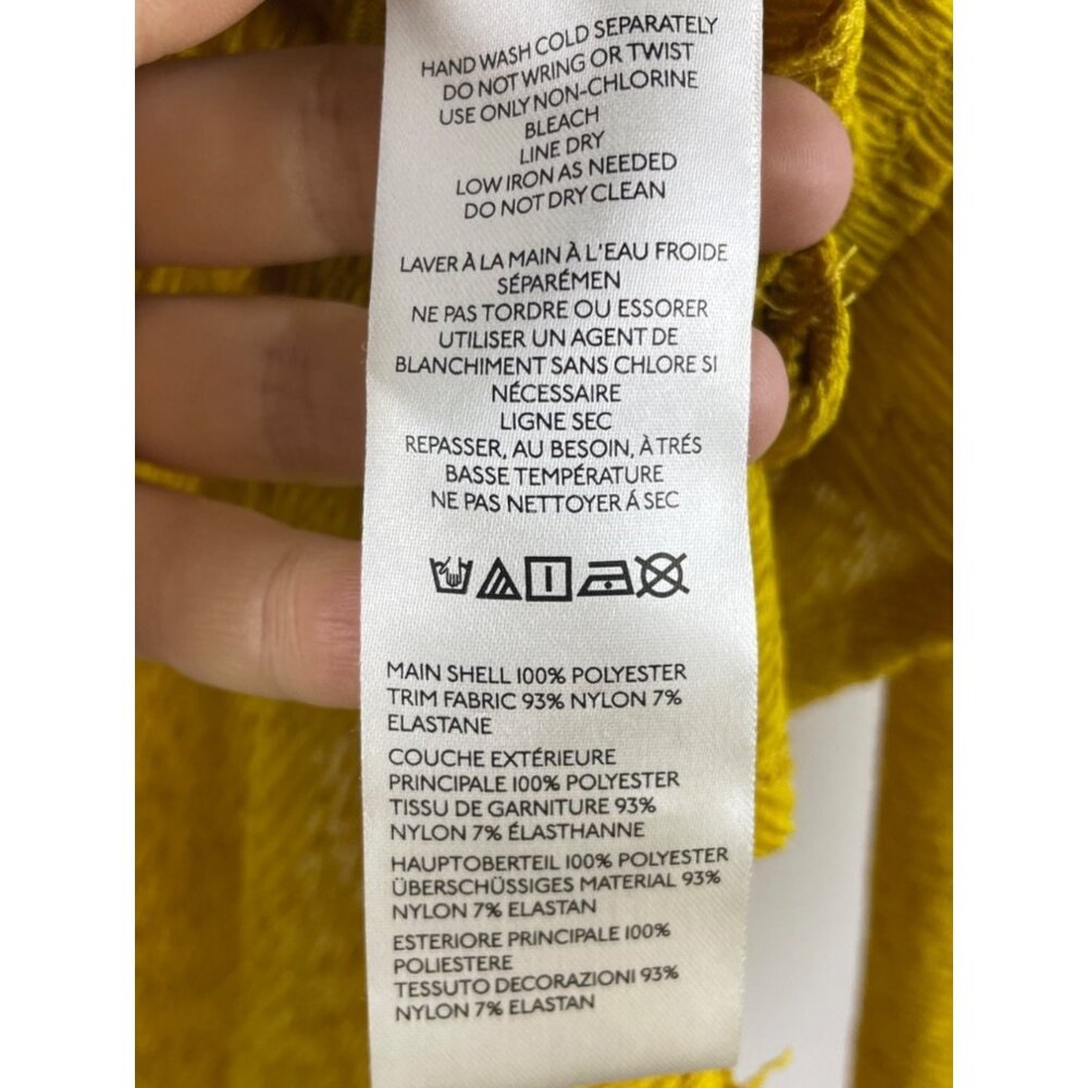 Anthropologie Women's Small Mustard Yellow Collared Flounce Sleeve Button Blouse - Picture 6 of 10